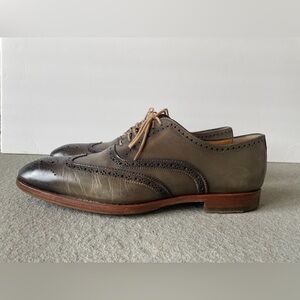 Antonio Maurizi Mens Wingtip Shoe Size 41 - US 8 Grey/Olive Color Non-slip Sole